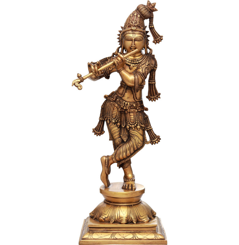 Statue Haloed Krishna, Or