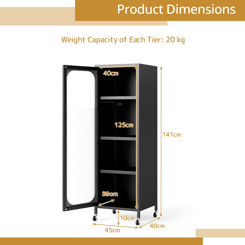 141cm Kitchen Pantry, Black