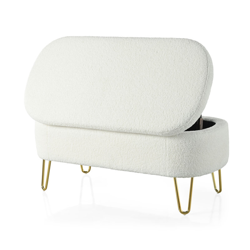 Banc de rangement ovale Lataif, Blanc