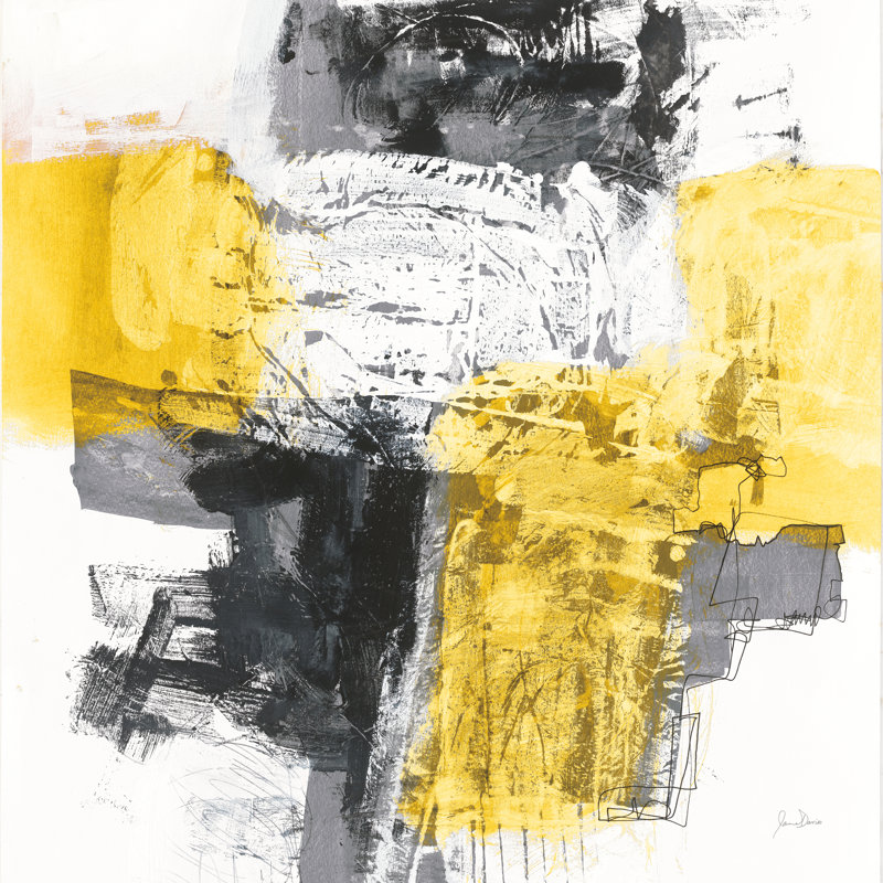 Action I Yellow And Black by Jane Davies - Wrapped Canvas Painting, 30cm H x 30cm W x 3.8cm D