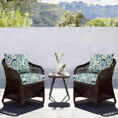 24 x 28 In Patio Furniture Cushions set of 2, Fade Resistant Outdoor Seat Cushions witj 4 pairs of Ties, Deep Seat Cushion for Seat Patio Chairs, Rattan Furniture, Wicker Seating, outdoor Adirondack Chair, Ball Flowers