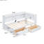 Lit de jour simple avec prises et rangement - Bois massif pour un lit stable et fonctionnel avec deux tiroirs et une capacité de charge accrue dans la finition-333697433