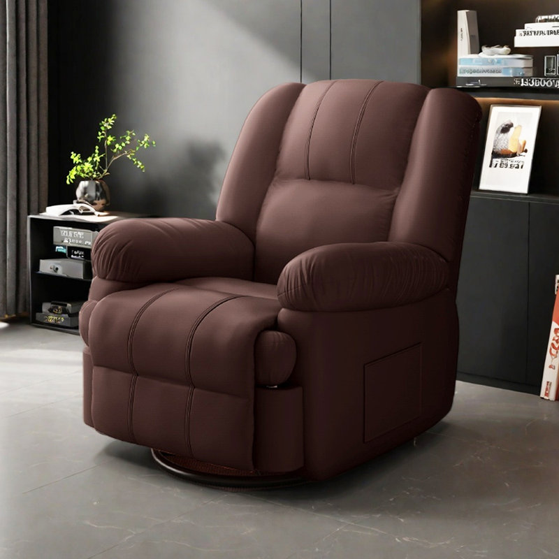 Fauteuil inclinable multifonctionnel à dossier épais avec poches, Brun-roux