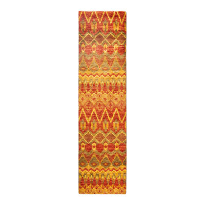 Tapis unique en laine vert 2010 2 pi 7 po x 10 pi 5 po Hodor