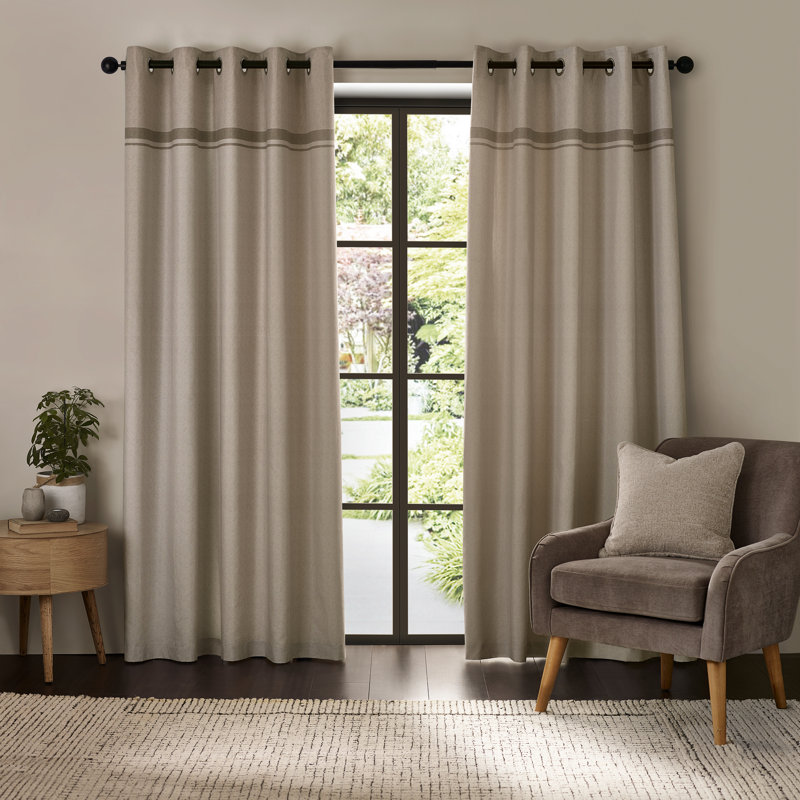 Melville Lined Eyelet Curtains, Beige, 168cm Width x 229cm Drop