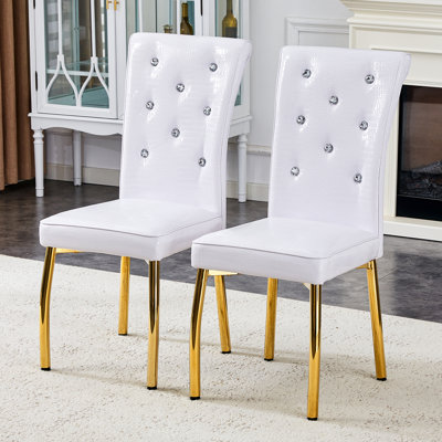 Chaises de salle à manger modernes avec ensemble de ressorts rembourrés en similicuir