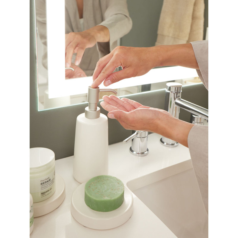 iDesign Eco Vanity Ceramic Earth Collection Refillable Tall Soap Dispenser, Coconut