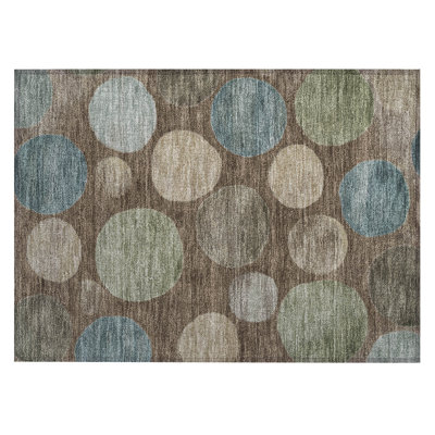 Machine Washable Indoor/Outdoor Xhevrie Chocolate Rug