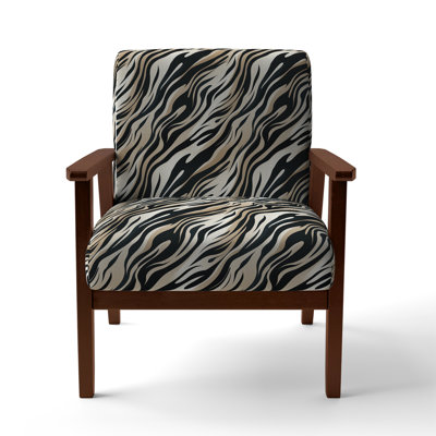 Beige And Black Zebra Sophistication - Upholstered Modern & Contemporary Accent Arm Chair