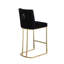 Tabouret de bar de 26 po de hauteur comptoir 2, velours noir, structure en métal brossé pour pub et cuisine de 2 tabourets, dossier de siège,-316712474