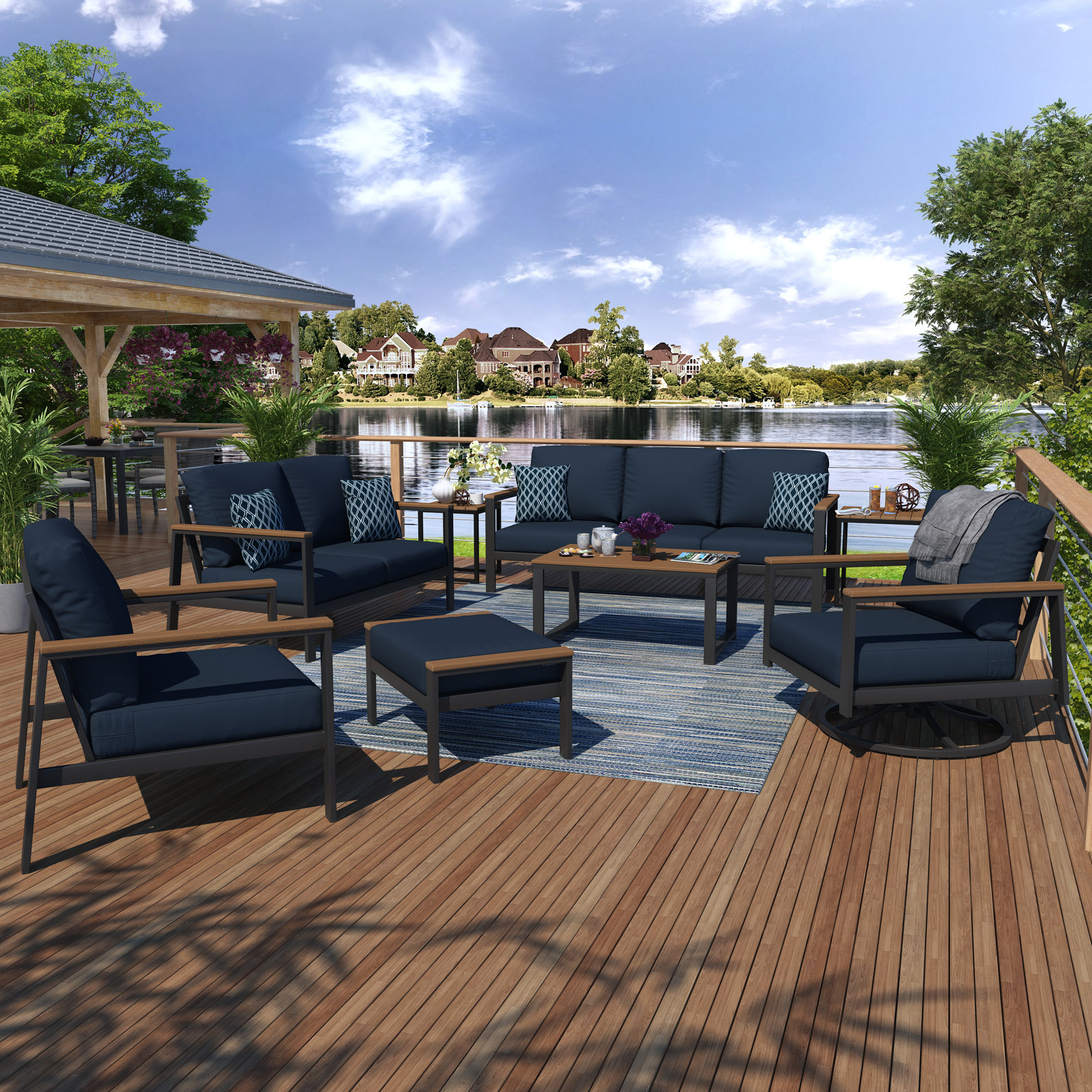 Townsend 8-Person Sunbrella® Patio Seating Group, Canvas Navy