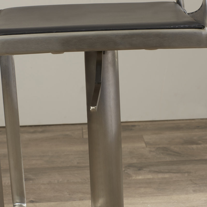 Aghan Swivel Upholstered Adjustable Height Counter Stool with Metal Frame, Black