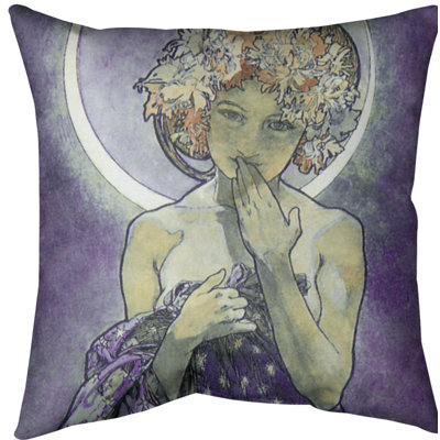Coussin décoratif étoile alphonse mucha moon star