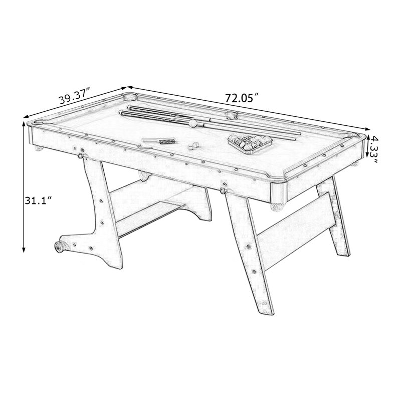 Table de billard multi-fonctionnelle pliable, Vert