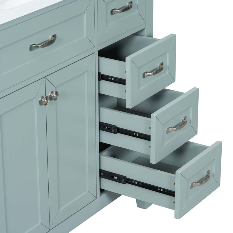 Armoire de salle de bain 36 po avec lavabo et tiroir 36 po, Vert