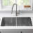 Undermount Stainless Steel Kitchen Sink 90 Degree Zero Radius with Bottom Grid and Strainer-111029436-111029438