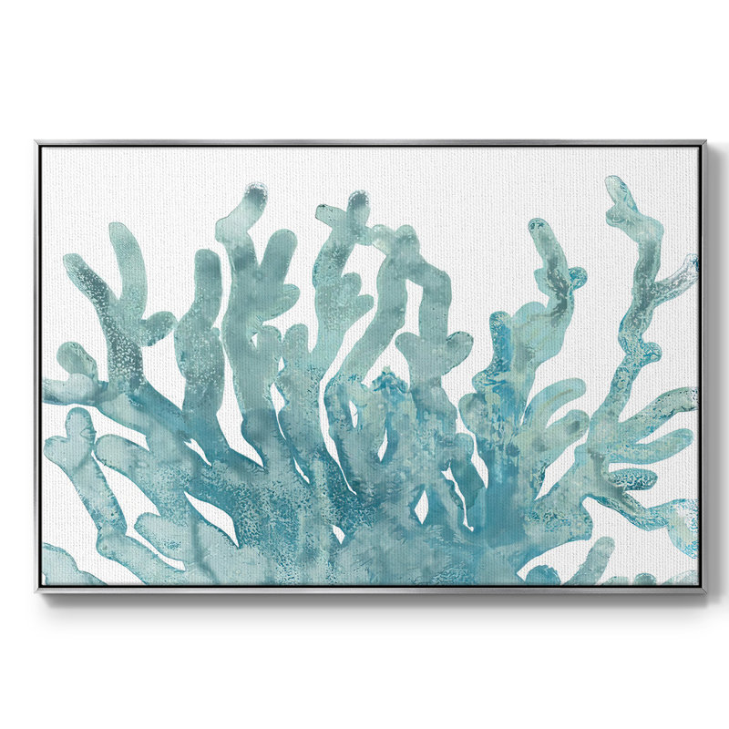 Toile tendue avec châssis Blue Macro Coral III, H 27 po x l 41 po x P 2 po, Argent