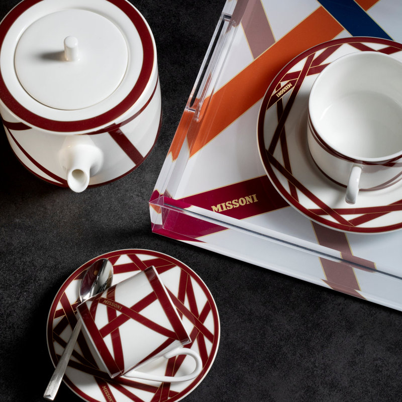 Missoni Dessert Plate Nastri Multicolor  Diam. 8.5", Bordeaux
