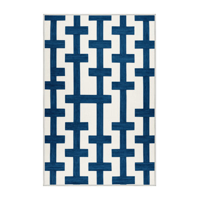 Machine Washable Checkered White Area Rug