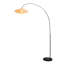 Lampe sur pied à arc 1 lumière Roswell - finition noir mat, abat-jour en lin et coton fabriqué à la main Shinpuri-sa, base en marbre noir, gradateur