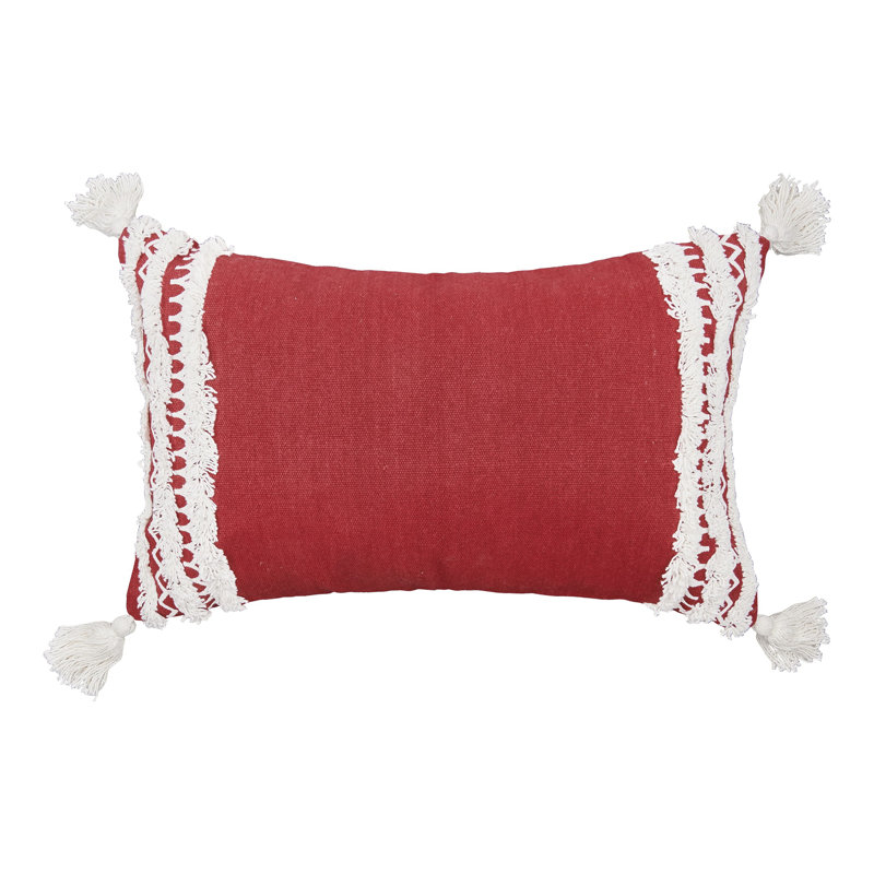 Neil Cotton Lumbar Pillow Cover & Insert, Garnet