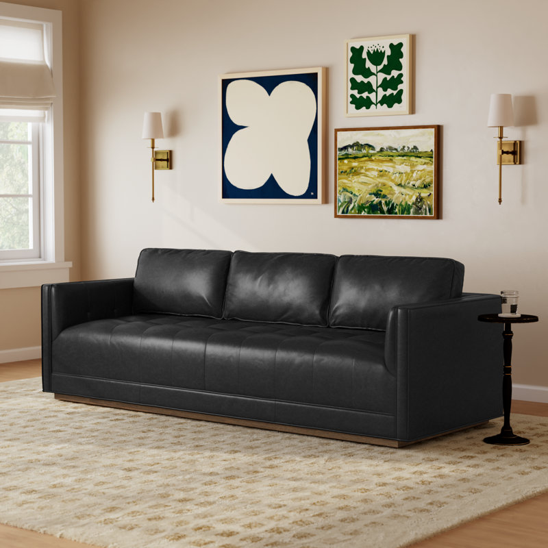 Calabrese Upholstered 90'' Sofa, Sonoma Black Top Grain Leather