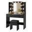 Ensemble de coiffeuse avec miroir lumineux et 6 tablettes ouvertes, 2 tiroirs et tabouret de rangement-169538503