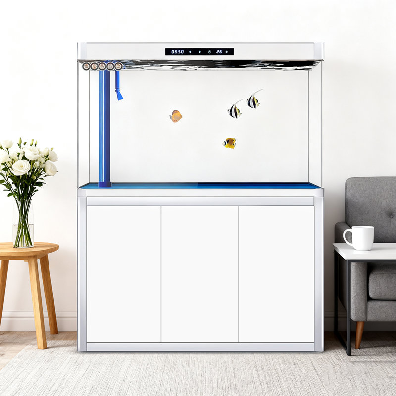 Aquarium moderne en verre écologique ultra transparent, 84,27 gallons (H 60,63 po x l 59,06 po x P 18,11 p, White