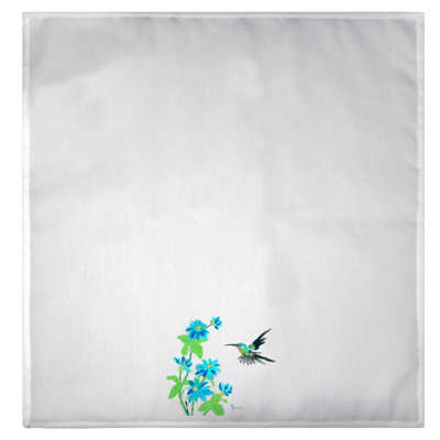 Garden Blue Flower and Hummingbird Guest Towel