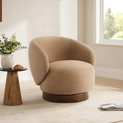 Modern Swivel Barrel Chairs With Wood Base