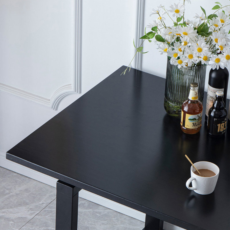 Black Rectangular Solid Wood Dining Table, 29.53"H x 70.87"L x 31.5"W
