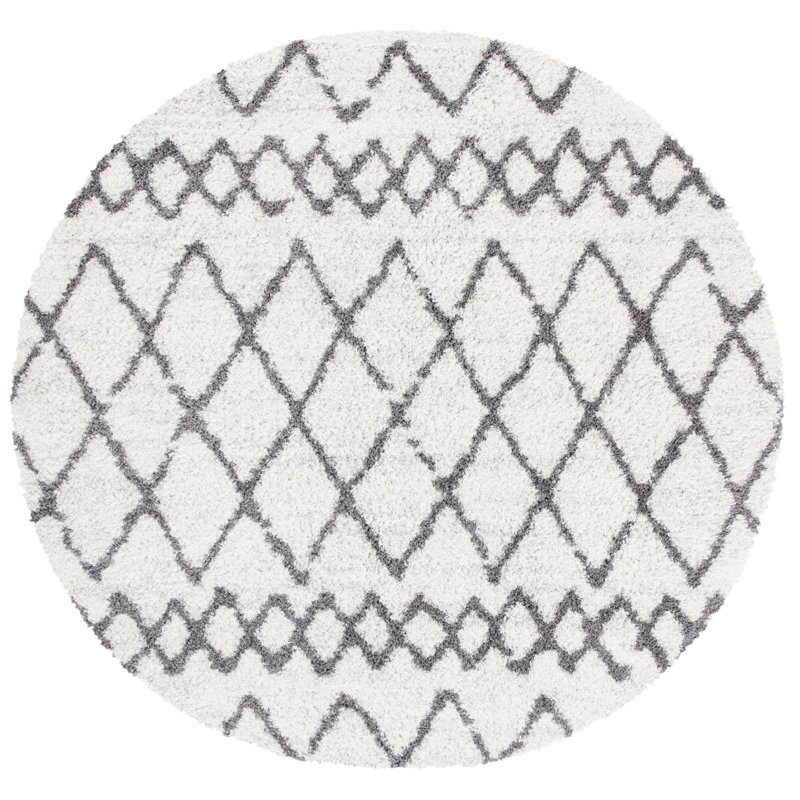 Tapis à motif géométrique Gokey Performance, Rond 6 pi 7 po