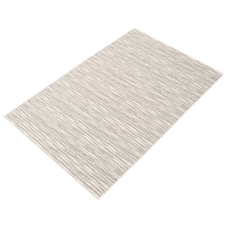 Ensemble de tapis intérieur / extérieur gris / ivoire, Rectangle 6 pi 7 po x 9 pi 6 po