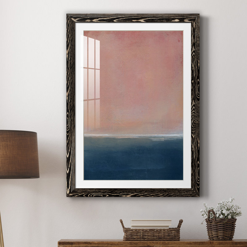 Coucher de soleil - Peinture encadrée, Cadre noir, H 44 po x l 31 po x P 1 po