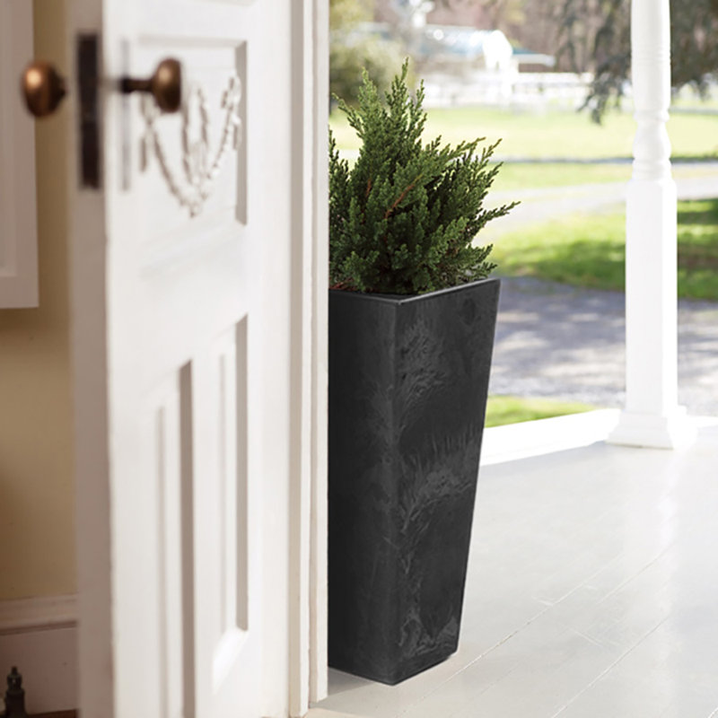 Sewickly Pot Planter, Black, 27.5" H x 13.75" W x 13.75" D