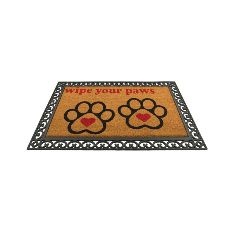 Paillasson extérieur 36 po x 24 po en fibre de coco naturelle et PVC antidérapant avec surface texturée résistante aux intempéries et envers robuste - Pattes