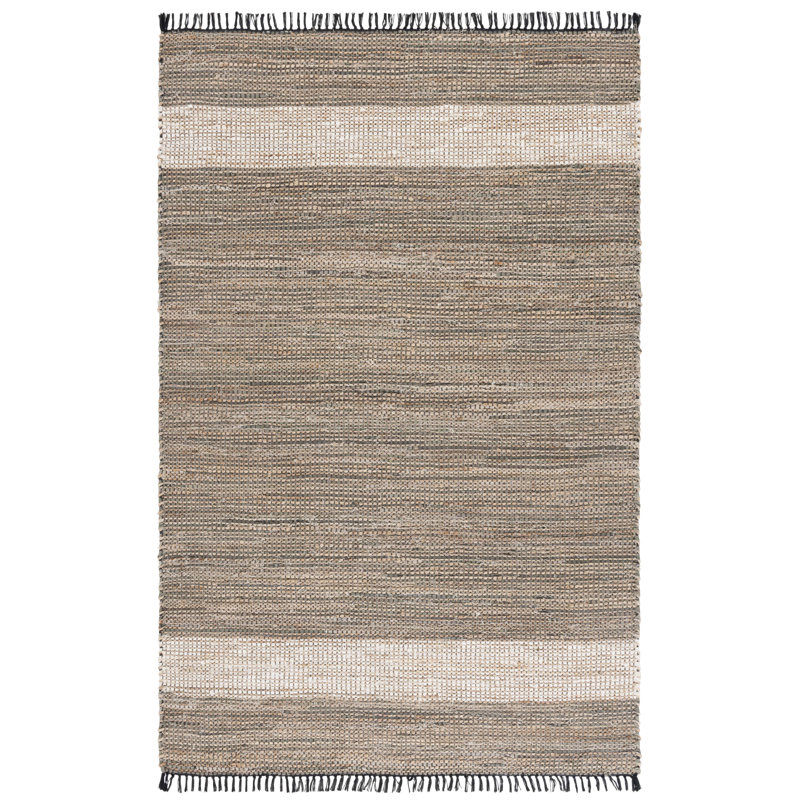 Cape Cod 153 Hand Woven Denim/Jute/Cotton Rug in Green/Beige, Rectangle 4' x 6'