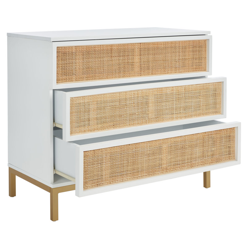 Prudhoe 34'' W 3 - Drawer Dresser, Gold/White