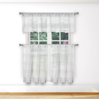 Trinus Striped Tailored Kitchen Curtain