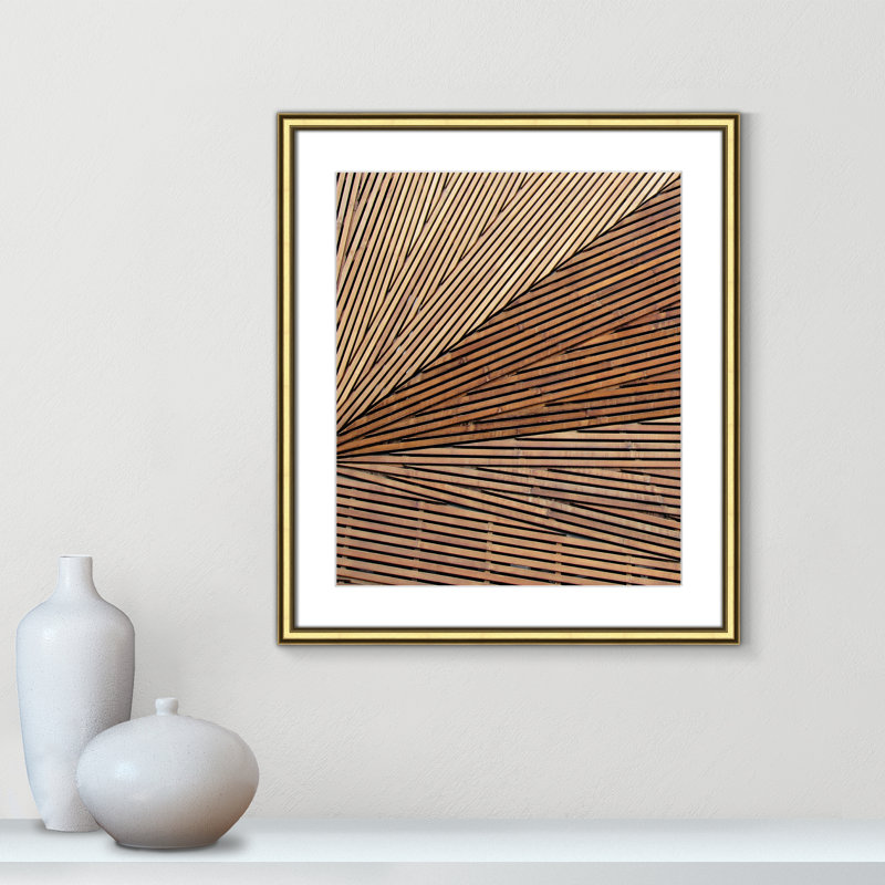 Panneau géométrique en bois Fayette 1 - reproduction de cadre photo, Doré, H 20,25 po x l 17,25 po x P 0,88 po
