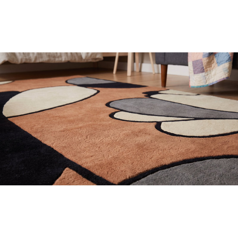 Tapis touffeté à la main moderne en laine, tapis multicolore, élégant et durable pour ajouter un charme contemporain éclatant à votre salon, chambre à coucher, bureau ou décoration intérieure