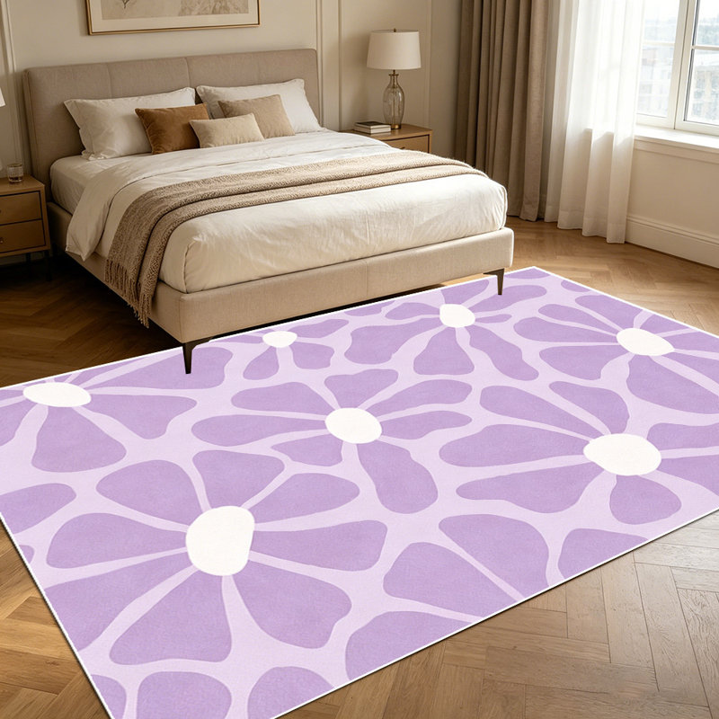 1PC purple daisy floral printed area rugs, Soft and Comfortable, easy-to-maintain, machine washable Indoor floor mat, suitable for living room, bedroom, balcony, porch, kitchen, hallway, dining area, Home Decor, Outdoor Decor.