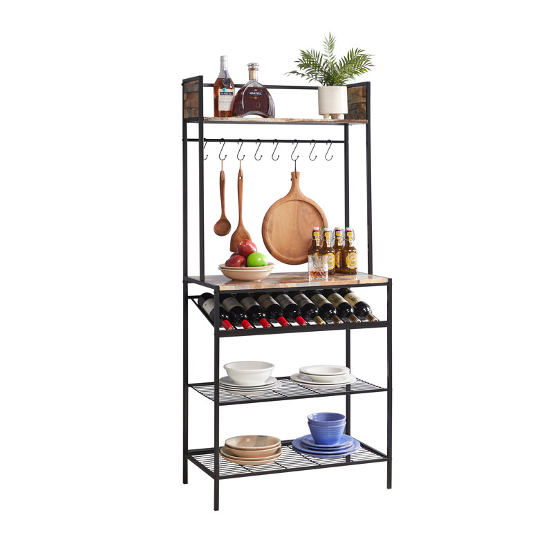 Étagère de cuisine de 15 po avec tablettes et crochets de rangement Baker, Black/Red