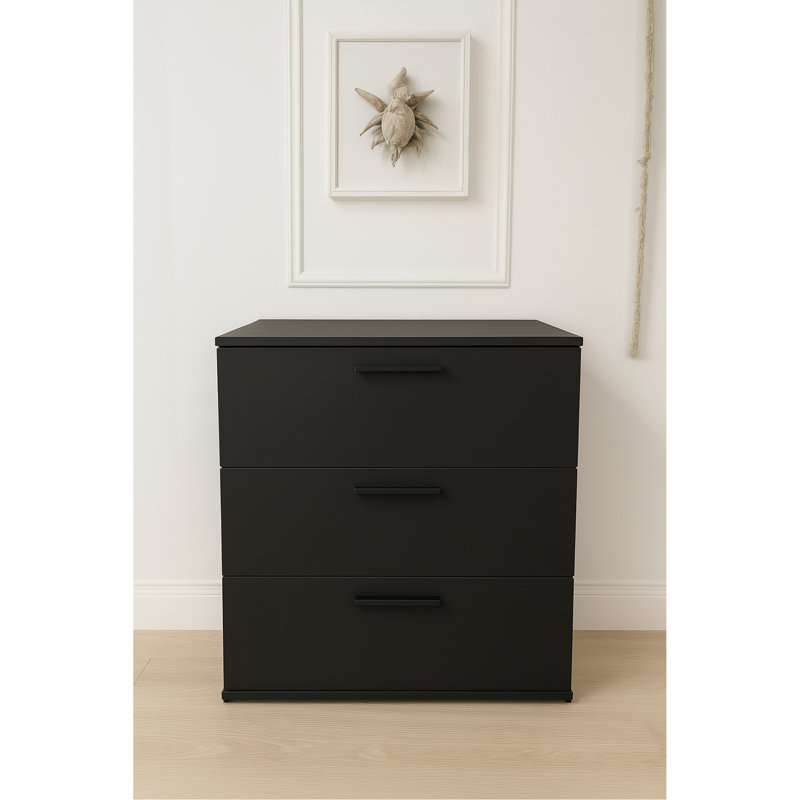 Commode noire à trois tiroirs Morgan