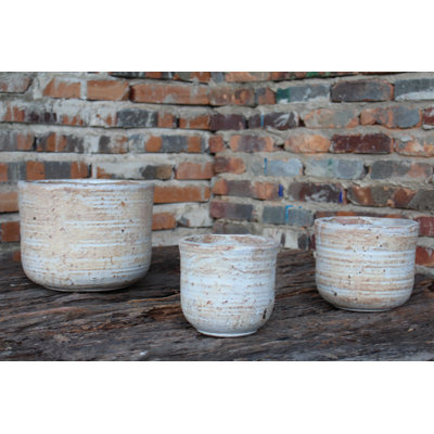 Petits pots de fleurs en terre cuite roulée, style anglais, ensemble de 3 - Intérieur/Extérieur