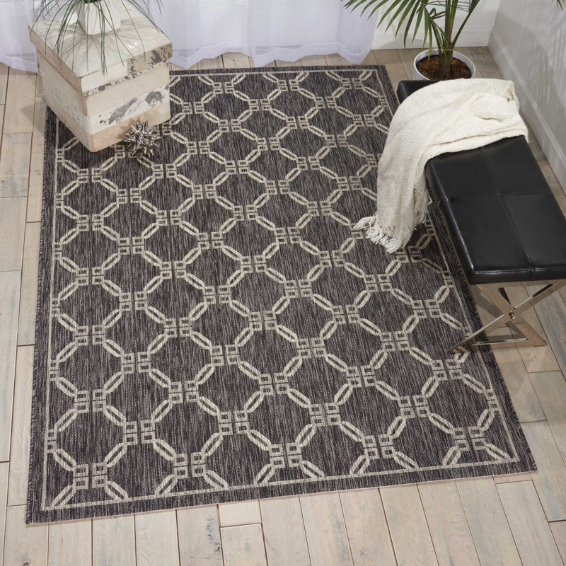 Tapis intérieur / extérieur gris anthracite Quinata, Rectangle 3 pi 6 po x 5 pi 6 po