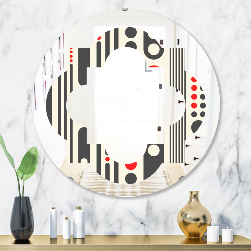 Miroir mural quadrilobe éclectique sans cadre, 31,5 po x 31,5 po