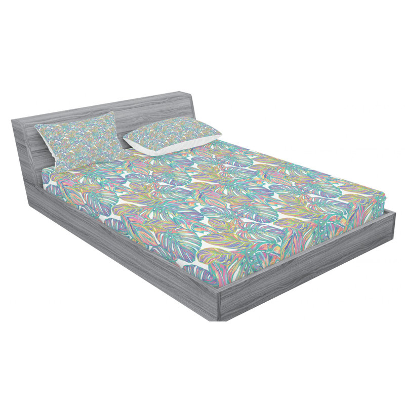 Microfiber Floral Sheet Set, Queen Sheet Set + Fitted Sheet + 2 Pillowcases