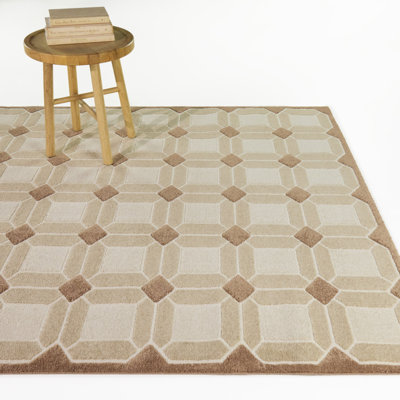 Tapis géométrique à carreaux beige Dehesa