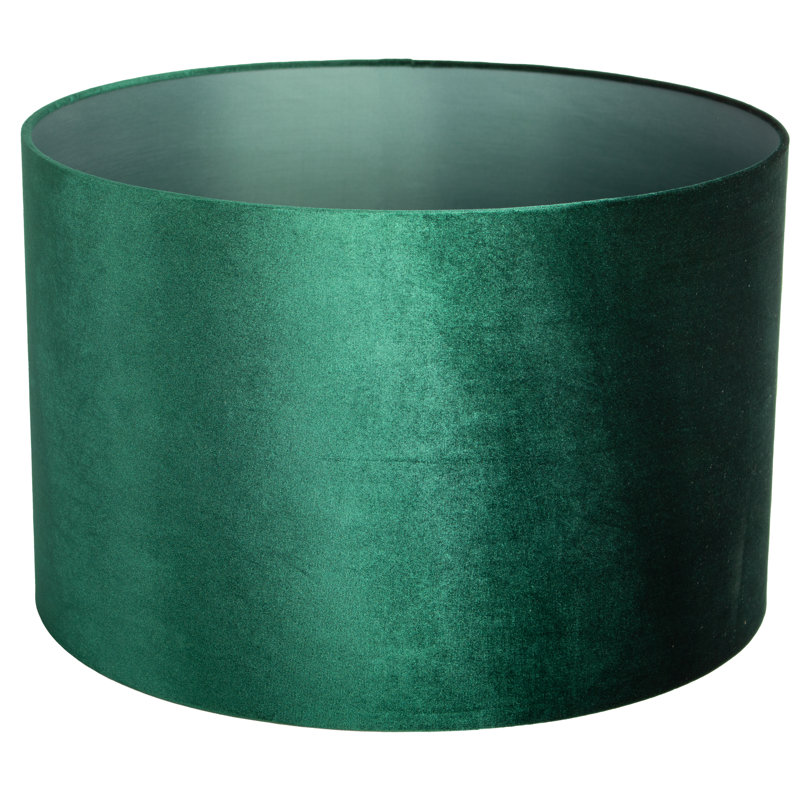Velvet Drum Lamp Shade, Green, 18cm H x 25cm W x 25cm D